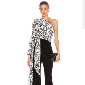NEW NWT Self-Portrait Leopard Plisse One-Shoulder Top